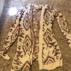 Maroon and tan tribal cardigan
